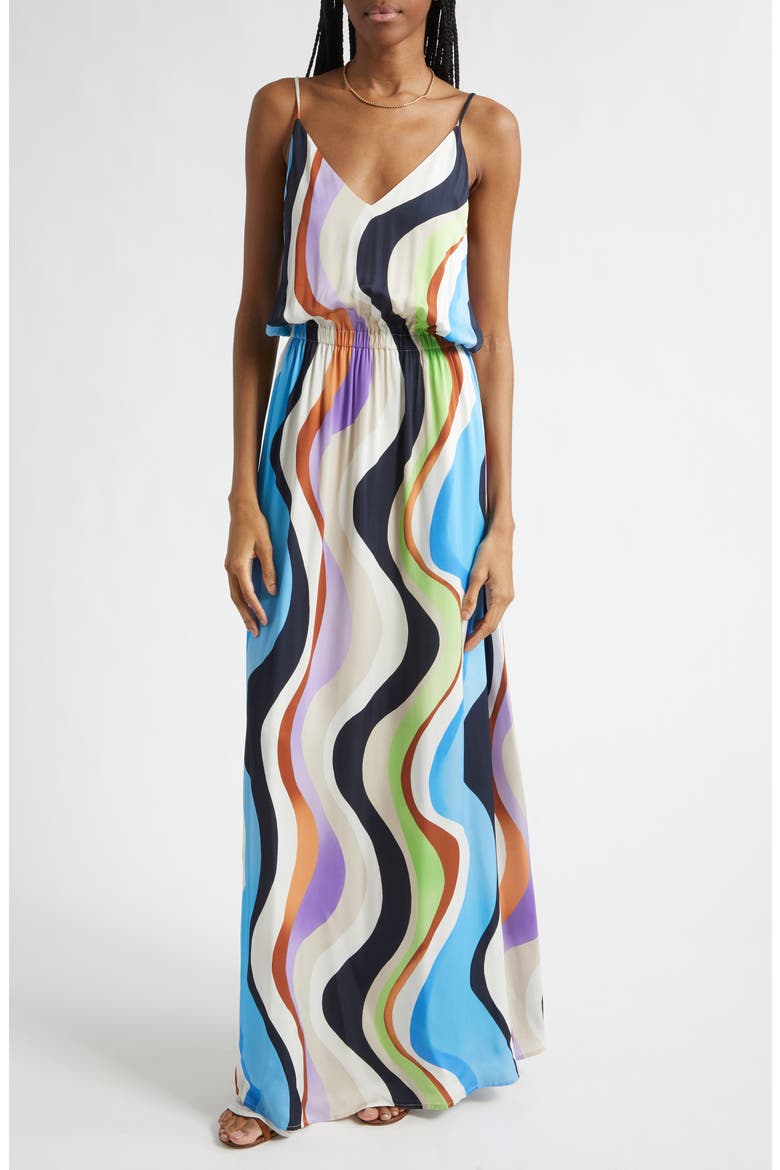 Clarissa Wave Print Maxi Dress, Main, color, MULTI WAVE