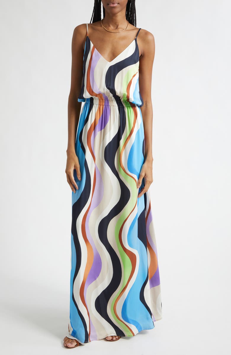 Ramy Brook Clarissa Wave Print Maxi Dress, Main, color, Multi Wave