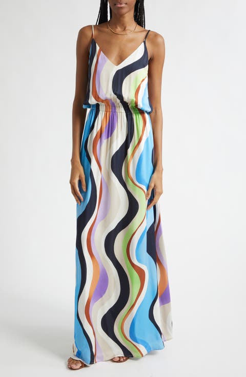 Clarissa Wave Print Maxi Dress