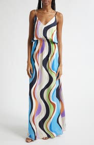 Ramy Brook Clarissa Wave Print Maxi Dress