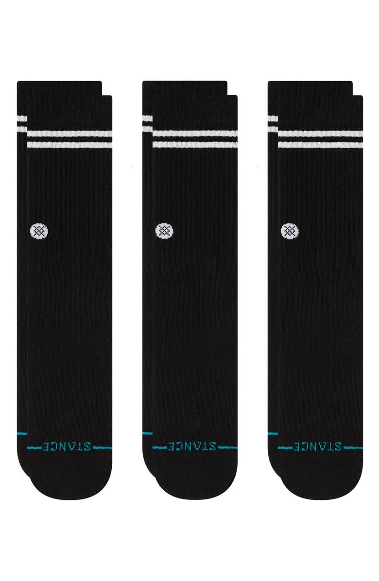 Stance Core 3-Pack Cotton Blend Crew Socks, Main, color, Black