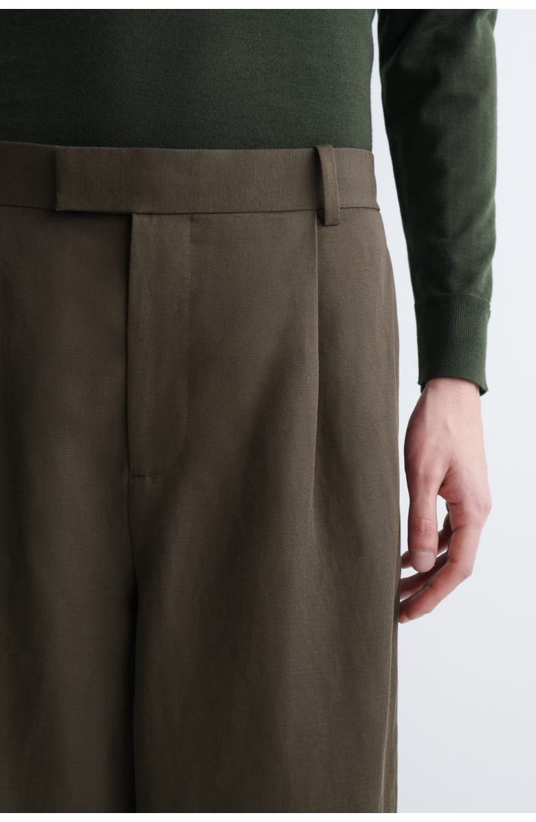 COS Linen-Blend Relaxed-Fit Wide-Leg Pants, Alternate, color, Dark Brown