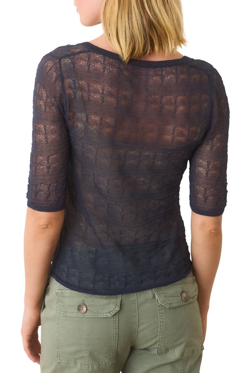 Marine Layer Alana Pointelle Stitch Sweater, Alternate, color, Mood Indigo