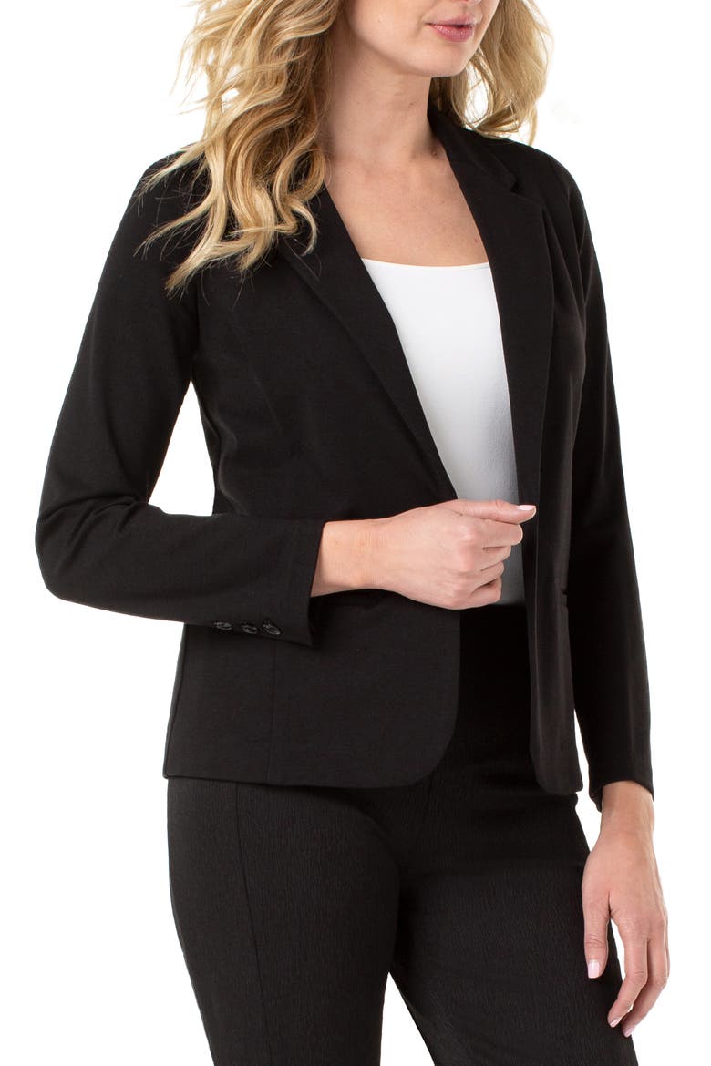 Fitted Knit Blazer, Alternate, color, BLACK