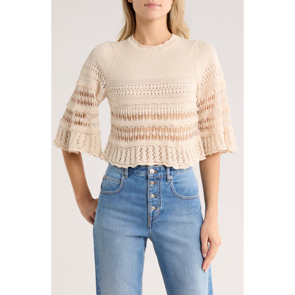 Isabel Marant Étoile Frizy Open Stitch Peplum Sweater In Neutral