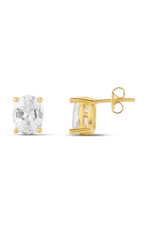 Prong Set Oval Stud Earrings