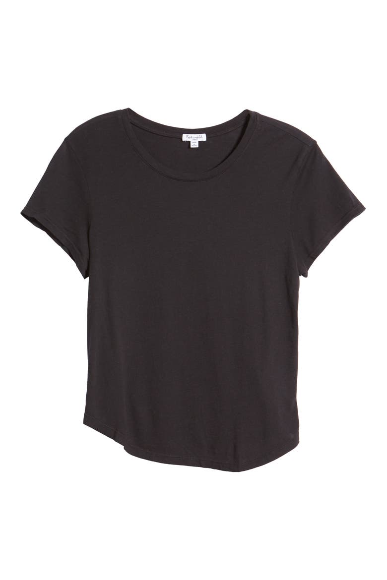 Abbie Crewneck Cotton Blend Tee, Alternate, color, BLACK