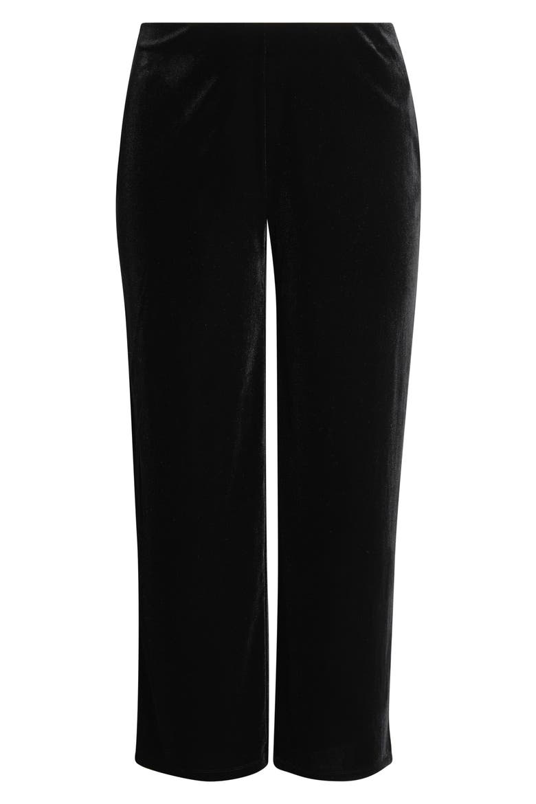 Pull-On Wide Leg Stretch Velvet Pants, Alternate, color, ANNE BLACK