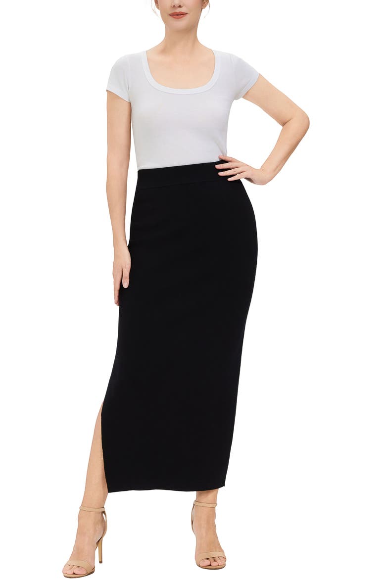 Women's Side Slit Knit Maxi Skirt, Alternate, color, Black