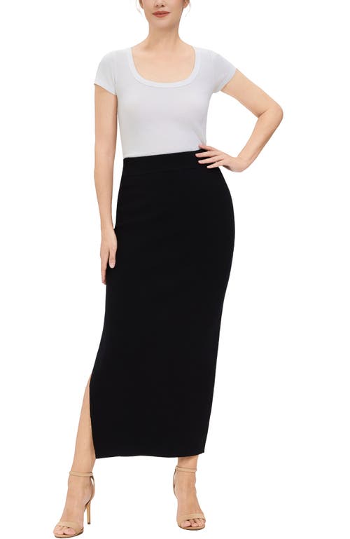 Kimi & Kai Side Slit Knit Maxi Skirt In Black