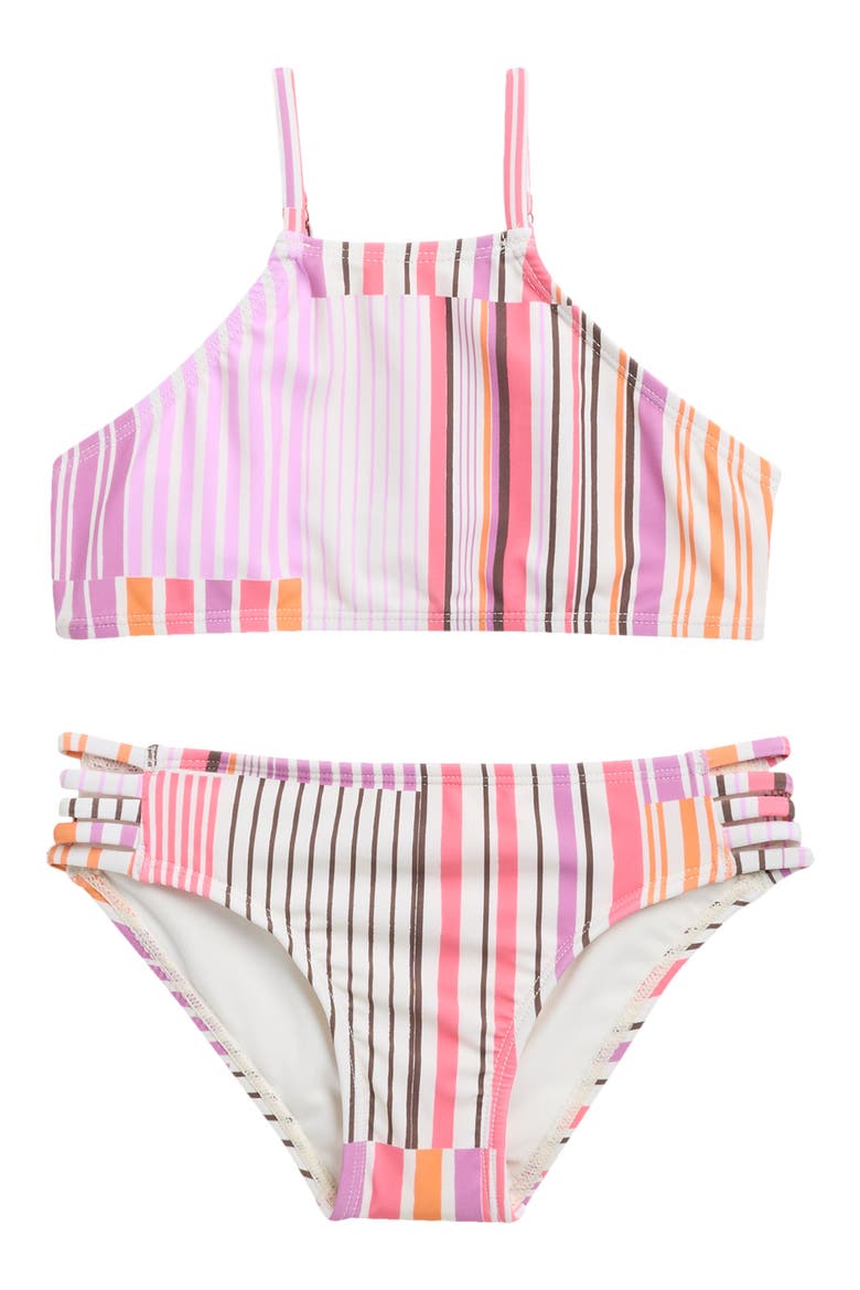 Kids' Stripe Mix Kaori 2-Piece Bikini, Main, color, PINK MULTI