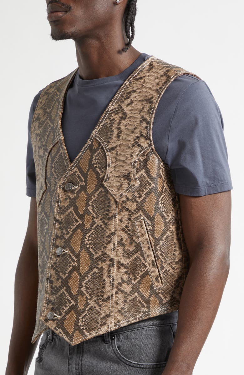 MIDNIGHT RODEO Tombstone Snakeskin Embossed Leather Vest, Alternate, color, Snakeskin Print
