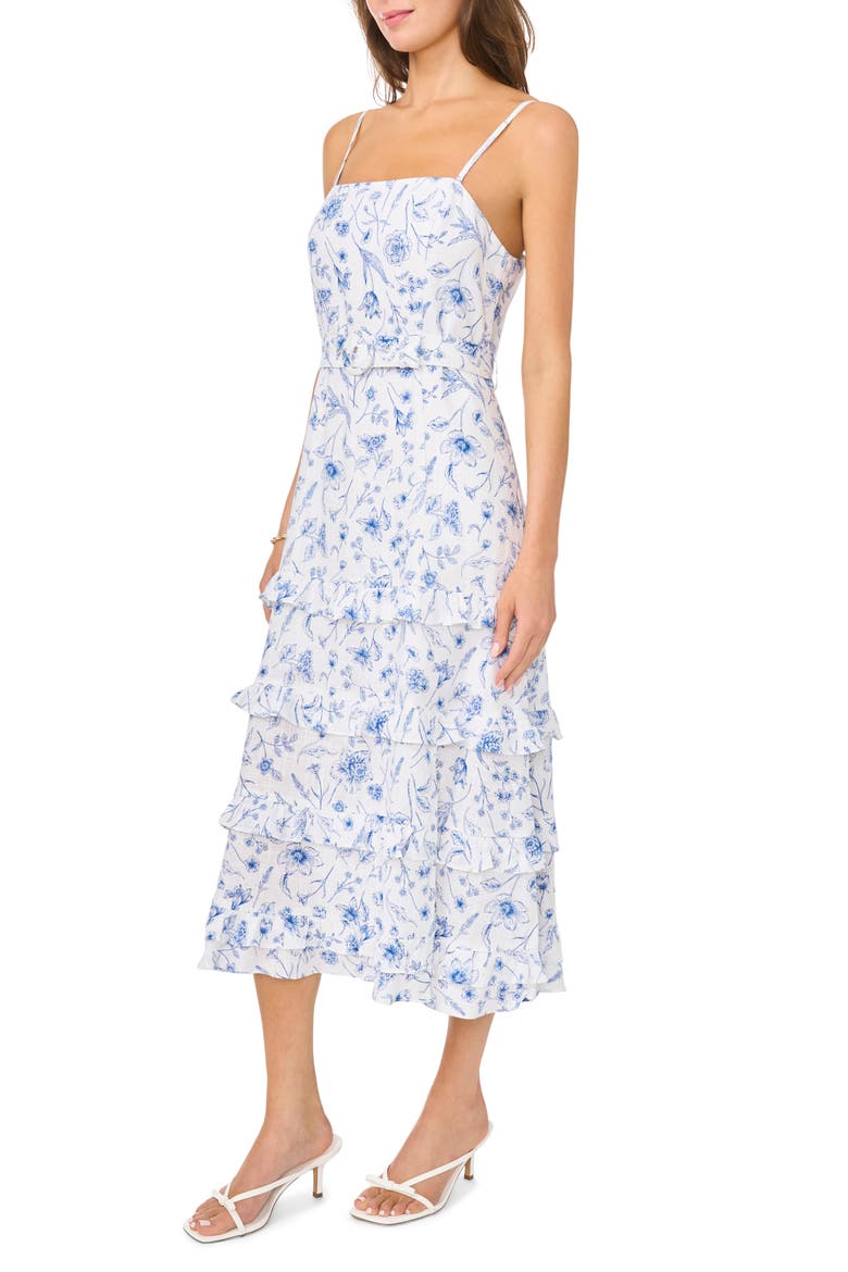 Belted Ruffled Midi Dress, Alternate, color, MOONLIGHT BLUE