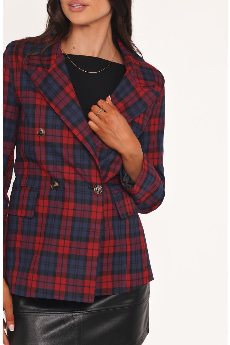 Juilette Plaid Double Breasted Blazer, Alternate, color, RED PLAID