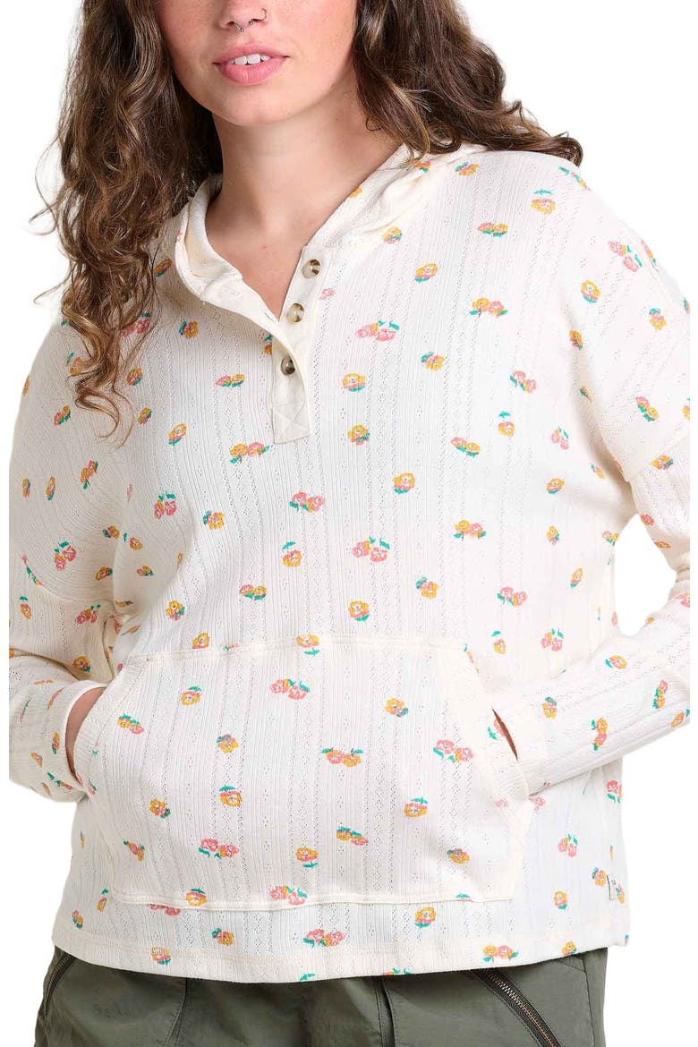 Foothill Pointelle Long Sleeve Hoodie, Alternate, color, Salt Nasturtium Print