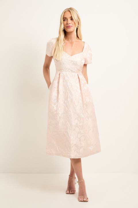 Petite Jacquard Seam Detail Midi Dress