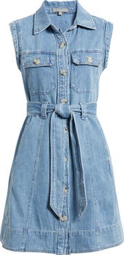 Wit & Wisdom Tie Waist Sleeveless Denim Dress