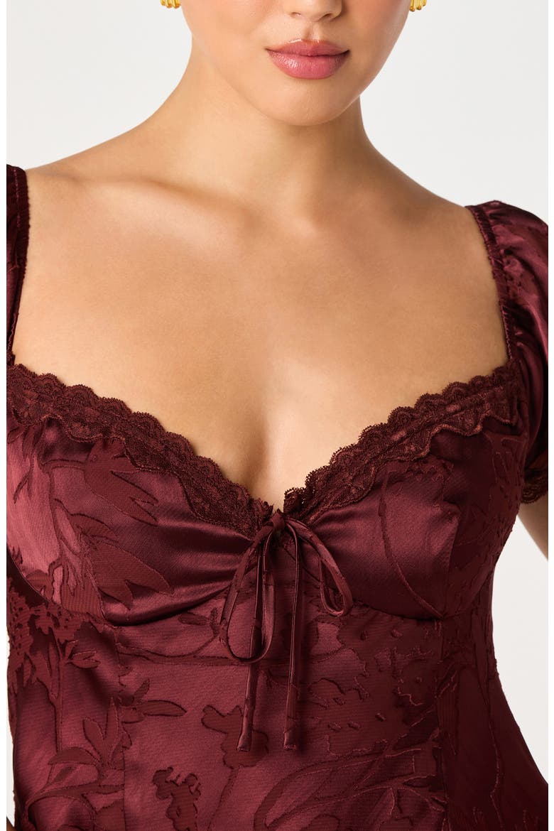 Vanessa Lace Trim Jacquard Top, Alternate, color, MULBERRY