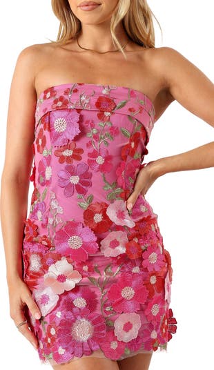 Butterfields Embroidered Floral Strapless Minidress