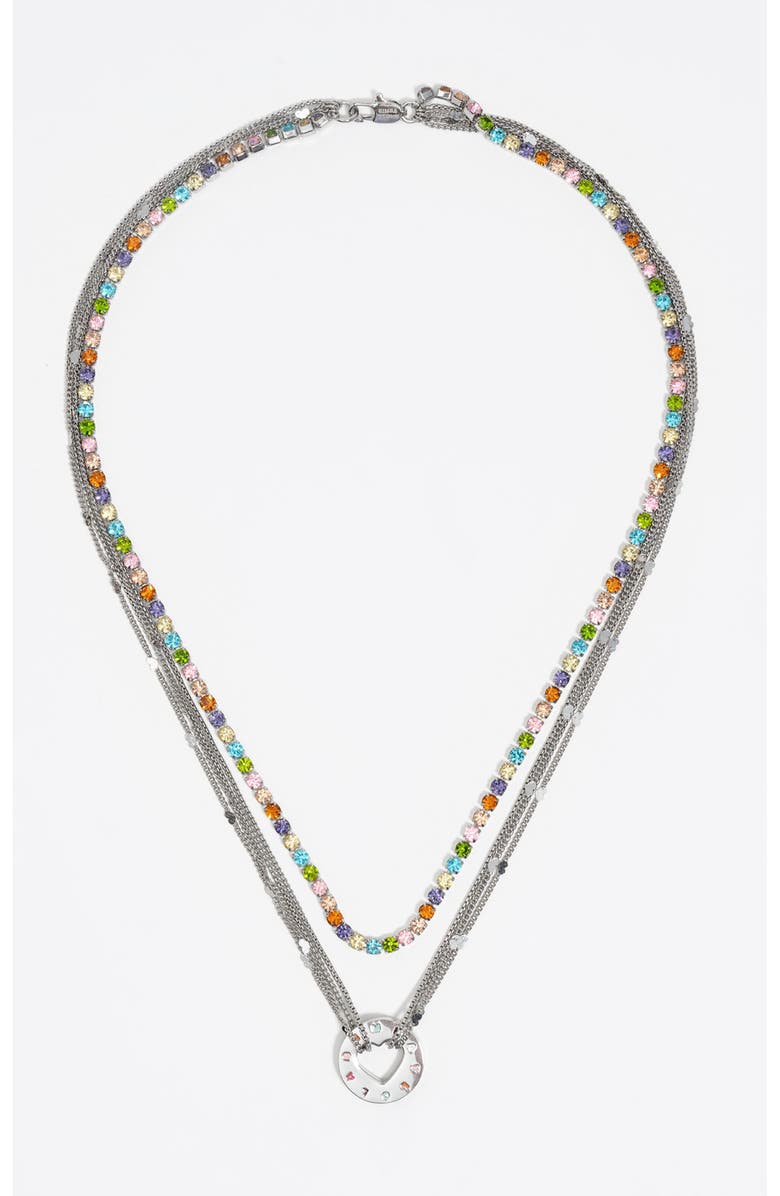 Bimba y Lola Logo Multi-Chain Necklace, Main, color, Dark Silver