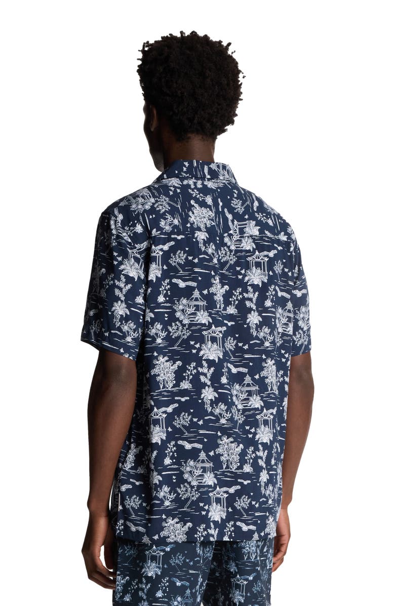 Lyle & Scott Botanical Garden Print Resort Shirt, Alternate, color, Dark Navy