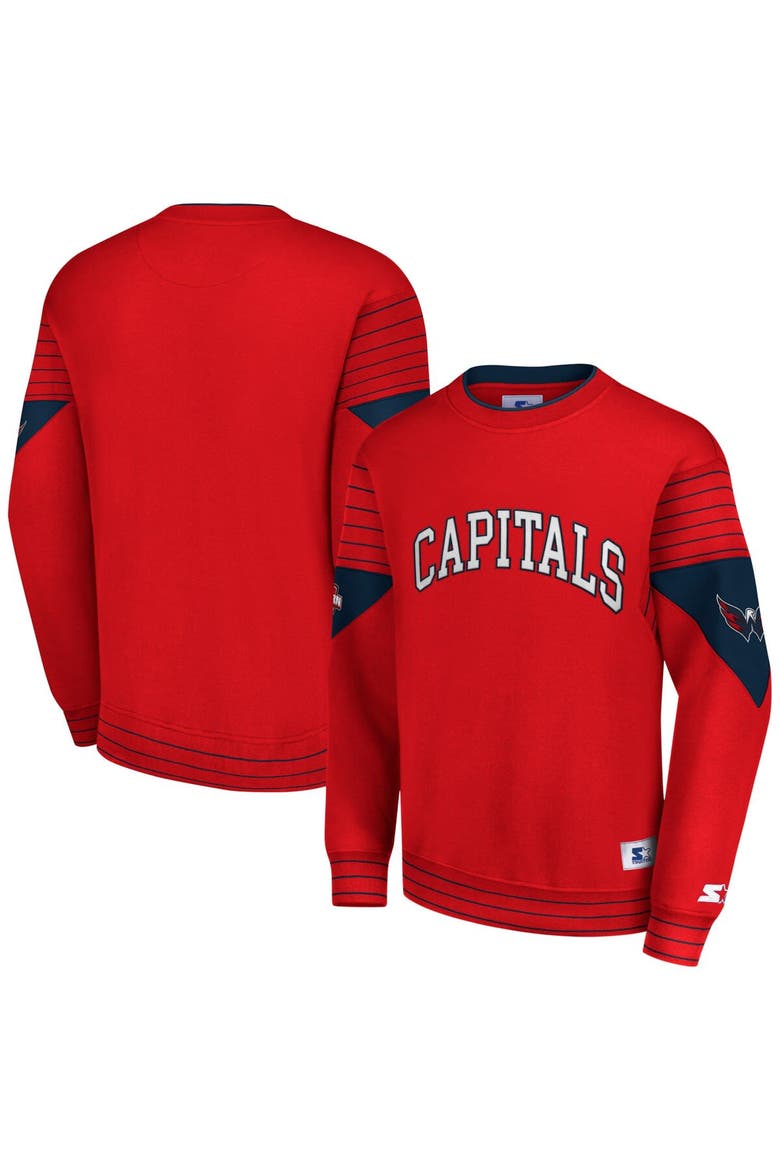 Men's Starter  Red Washington Capitals Faceoff Pullover Sweatshirt, Main, color, Red