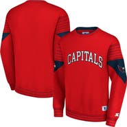 STARTER Men's Starter Red Washington Capitals Faceoff Pullover Sweatshirt