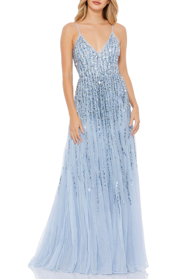 Sequin Tulle Gown, Main, color, FUSION BLUE