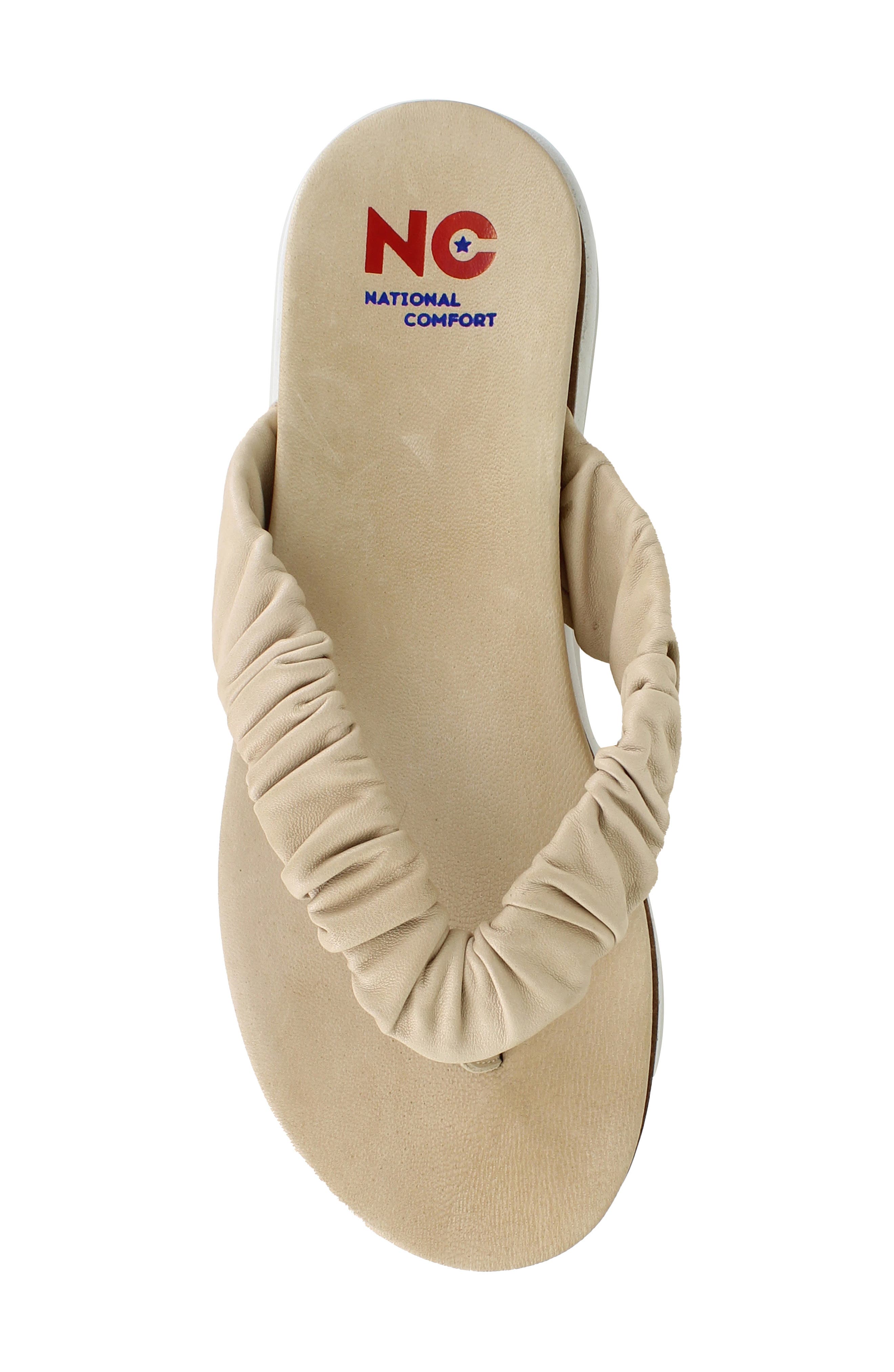 Kahlen Scrunched Platform Flip Flop, Alternate, color, TAN LEATHER