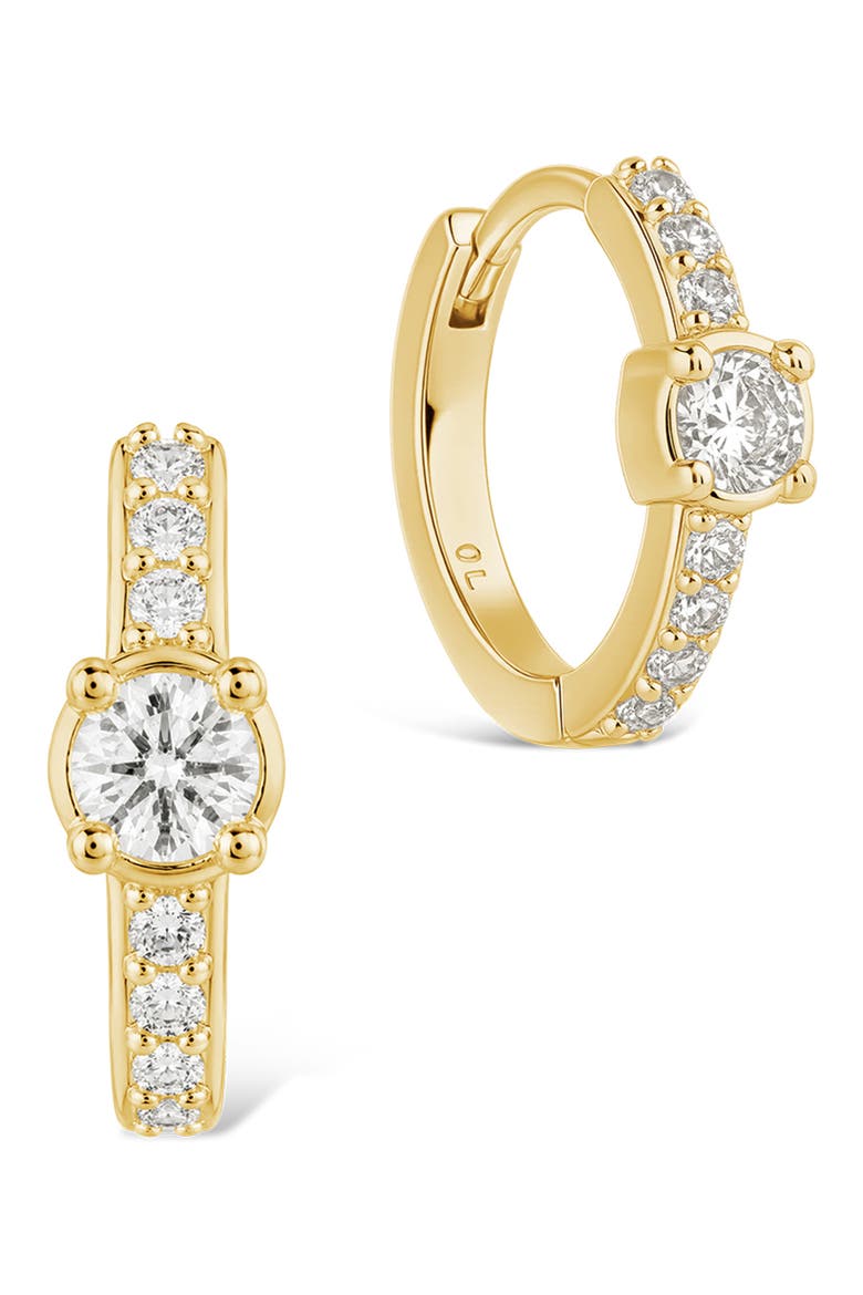 Pavé Cubic Zirconia Hoop Earrings, Main, color, GOLD