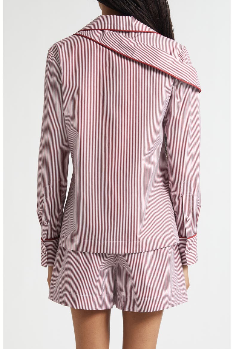 Deconstructed Pajama Top, Alternate, color, BURGUNDY/ WHITE