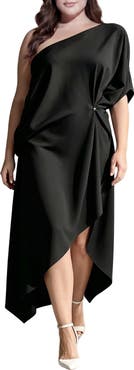 Standards & Practices Asymmetrical One-Shoulder High-Low Dress