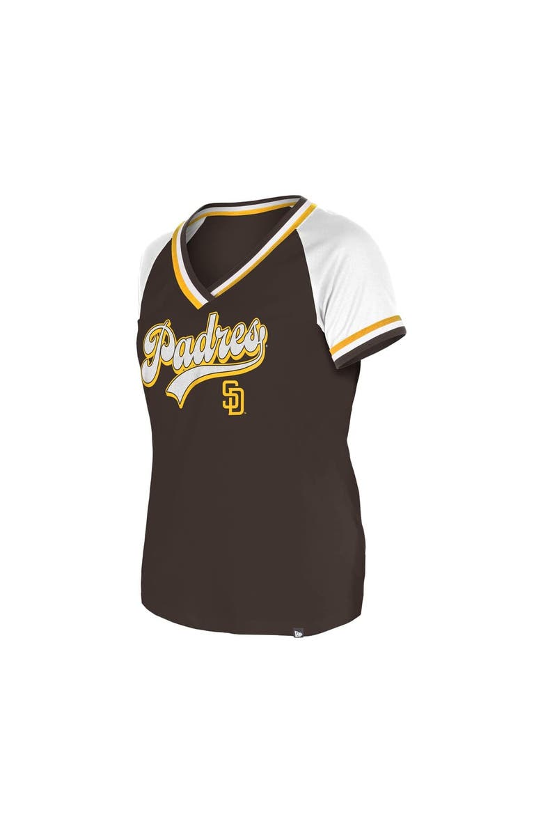 New Era Women's New Era Brown San Diego Padres Gameday Raglan V-Neck T-Shirt, Alternate, color, 