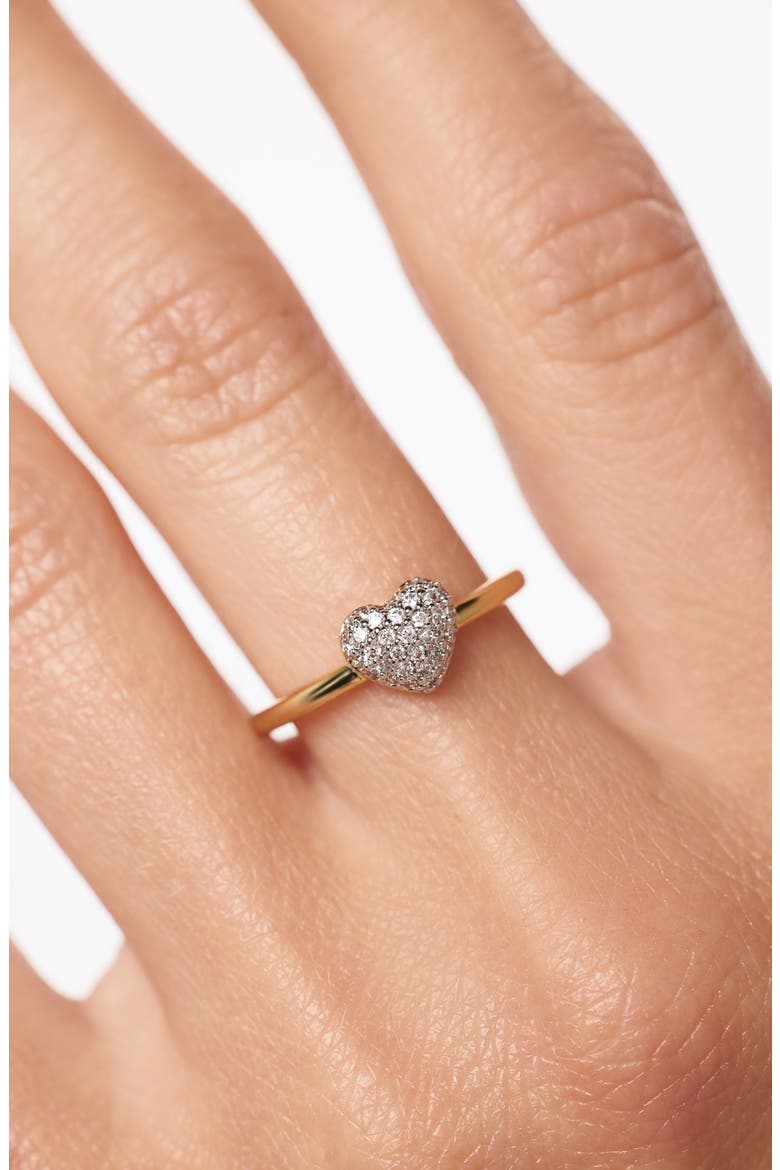 Ellery Cubic Zirconia Pavé Heart Ring, Alternate, color, GOLD CLEAR