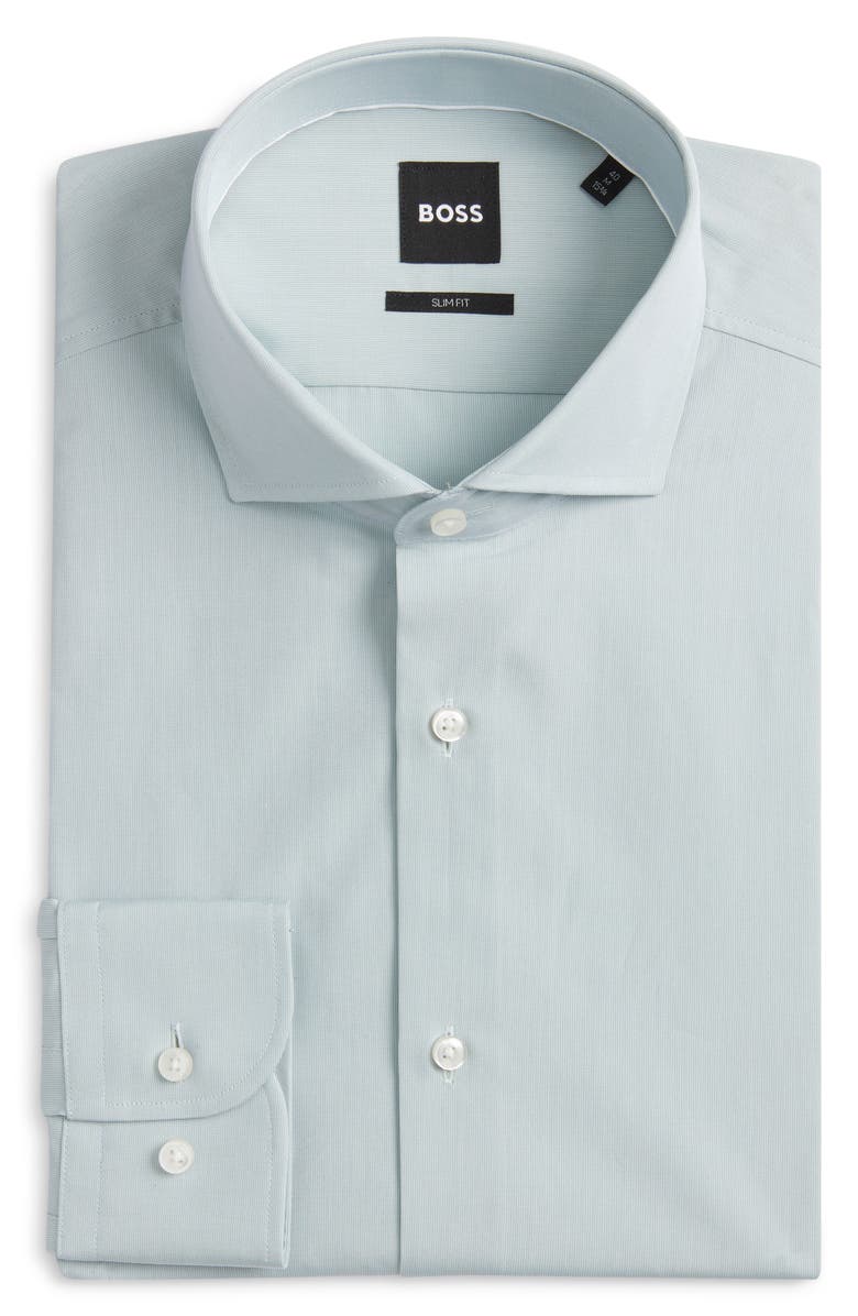 BOSS Hank Kent Slim Fit Cotton Dress Shirt, Alternate, color, Open Green