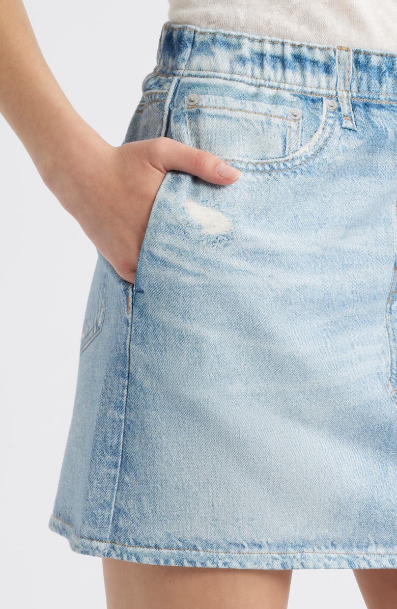 rag & bone Miramar Pull-On Trompe l'Oeil Faux Denim Cotton Terry Miniskirt, Alternate, color, Meadow Blue