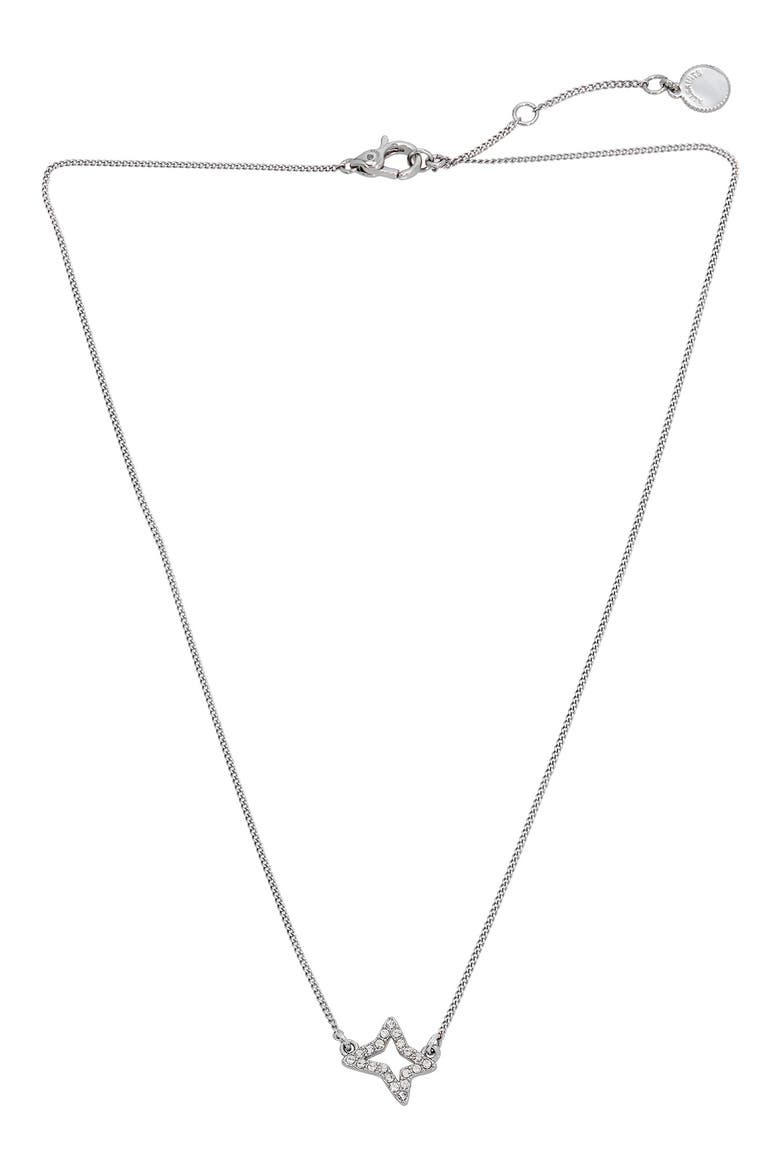 Pavé Crystal Star Charm Pendant Necklace, Alternate, color, RHODIUM