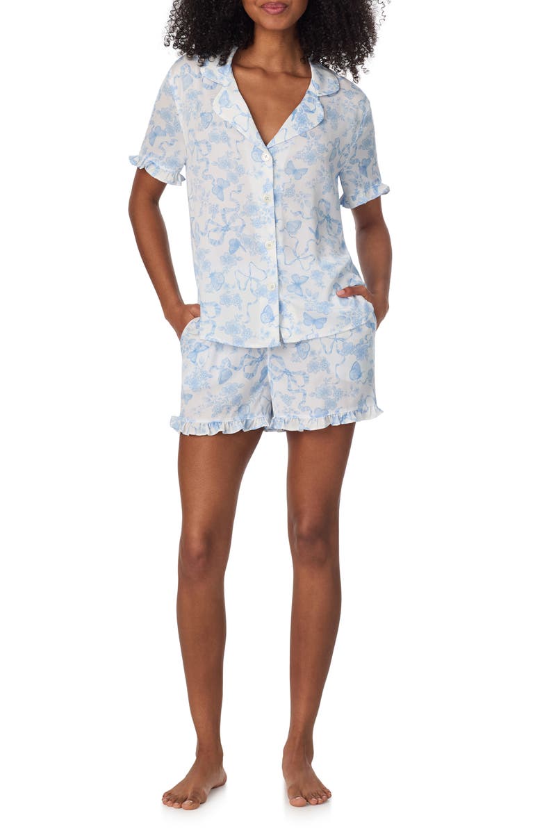 Room Service Pjs Print Ruffle Trim Short Pajamas, Alternate, color,