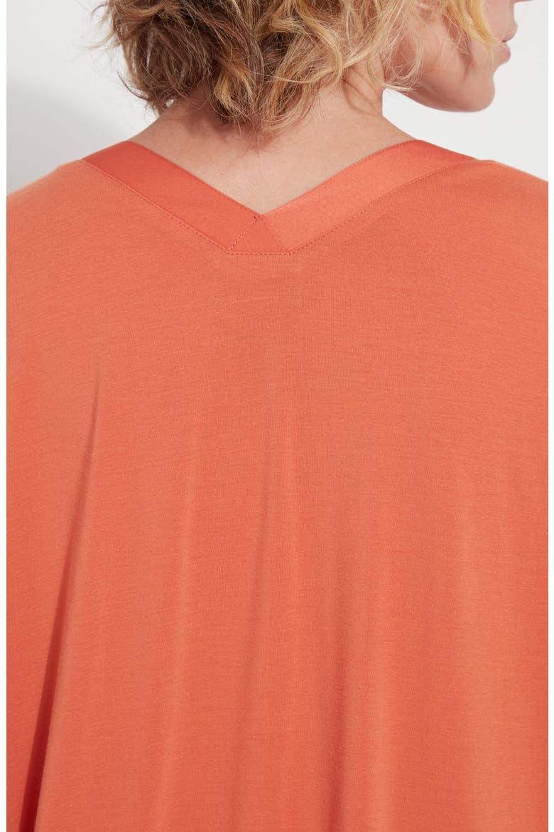 Lyssé Stevie V-Neck Satin Top, Alternate, color, VIBRANT APRICOT