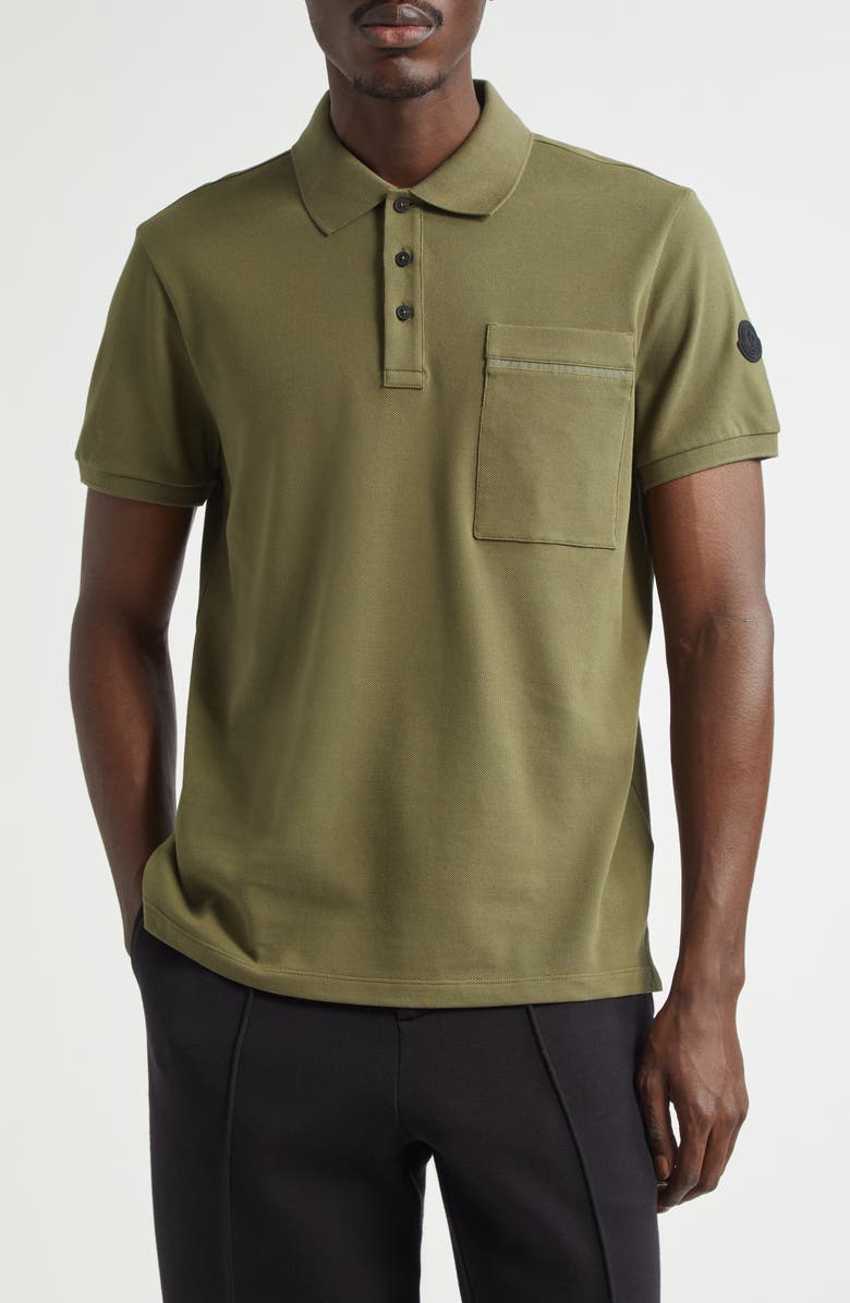 Moncler Logo Patch Cotton Piqué Polo, Main, color,