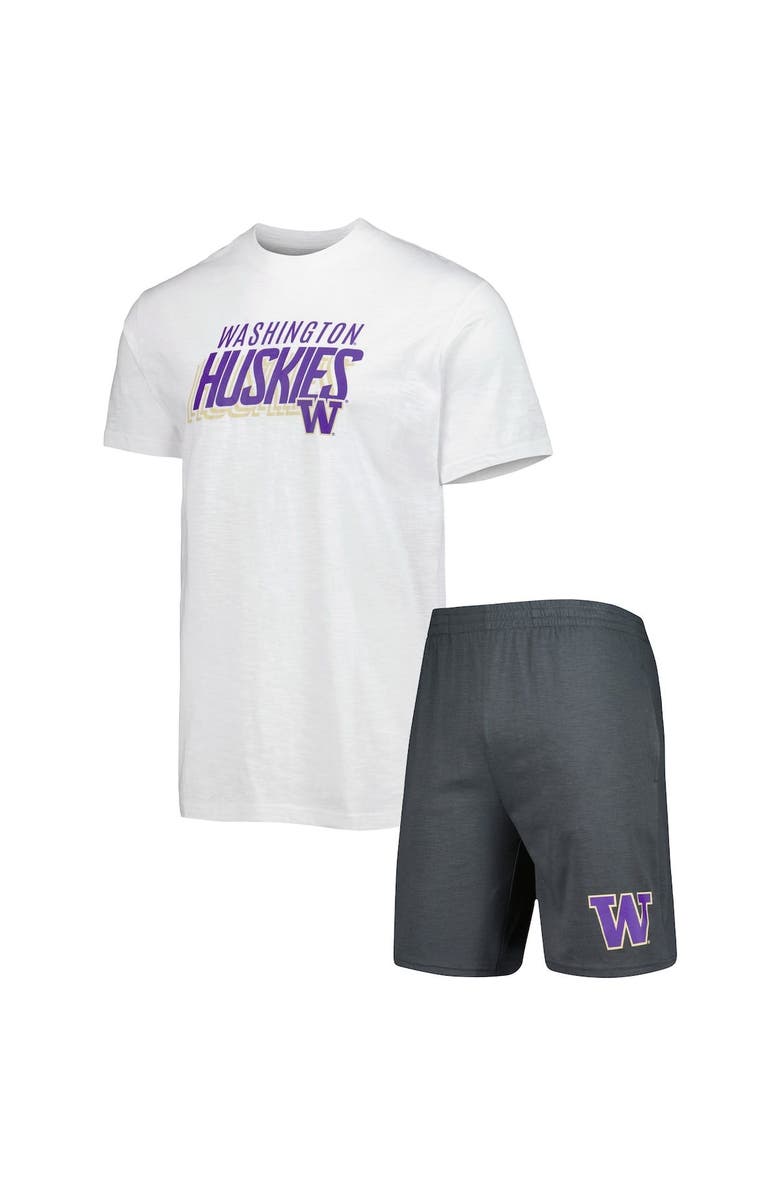 CONCEPTS SPORT Men's Concepts Sport Charcoal/White Washington Huskies Downfield T-Shirt & Shorts Set, Main, color,