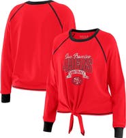 WEAR by Erin Andrews Women's WEAR by Erin Andrews Scarlet/Black San Francisco 49ers Tie-Front Long Sleeve Top