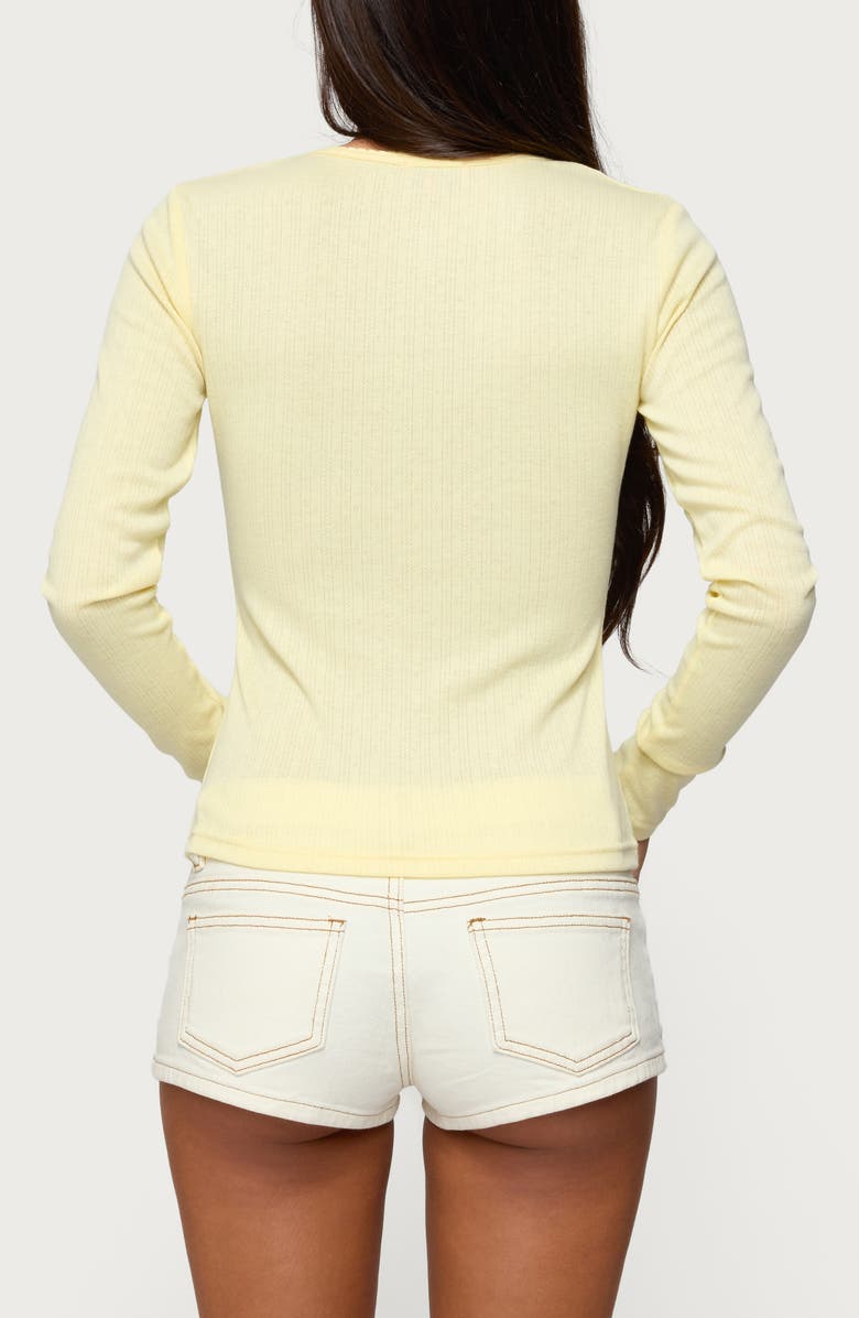 EDIKTED Maeva Pointelle Button-Up Top, Alternate, color, Yellow