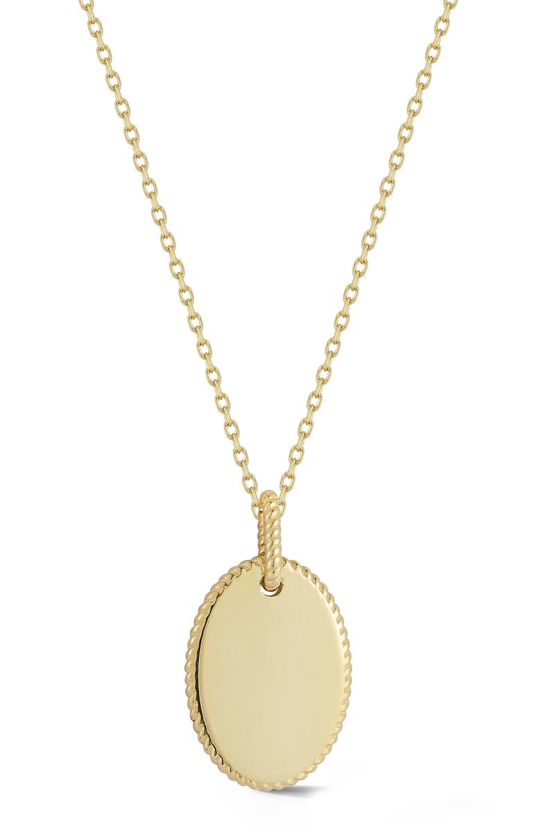 Ember Fine Jewelry 14K Gold Oval Pendant Necklace, Main, color, Gold