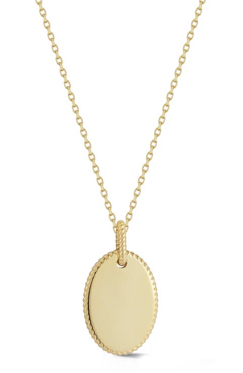 14K Gold Oval Pendant Necklace