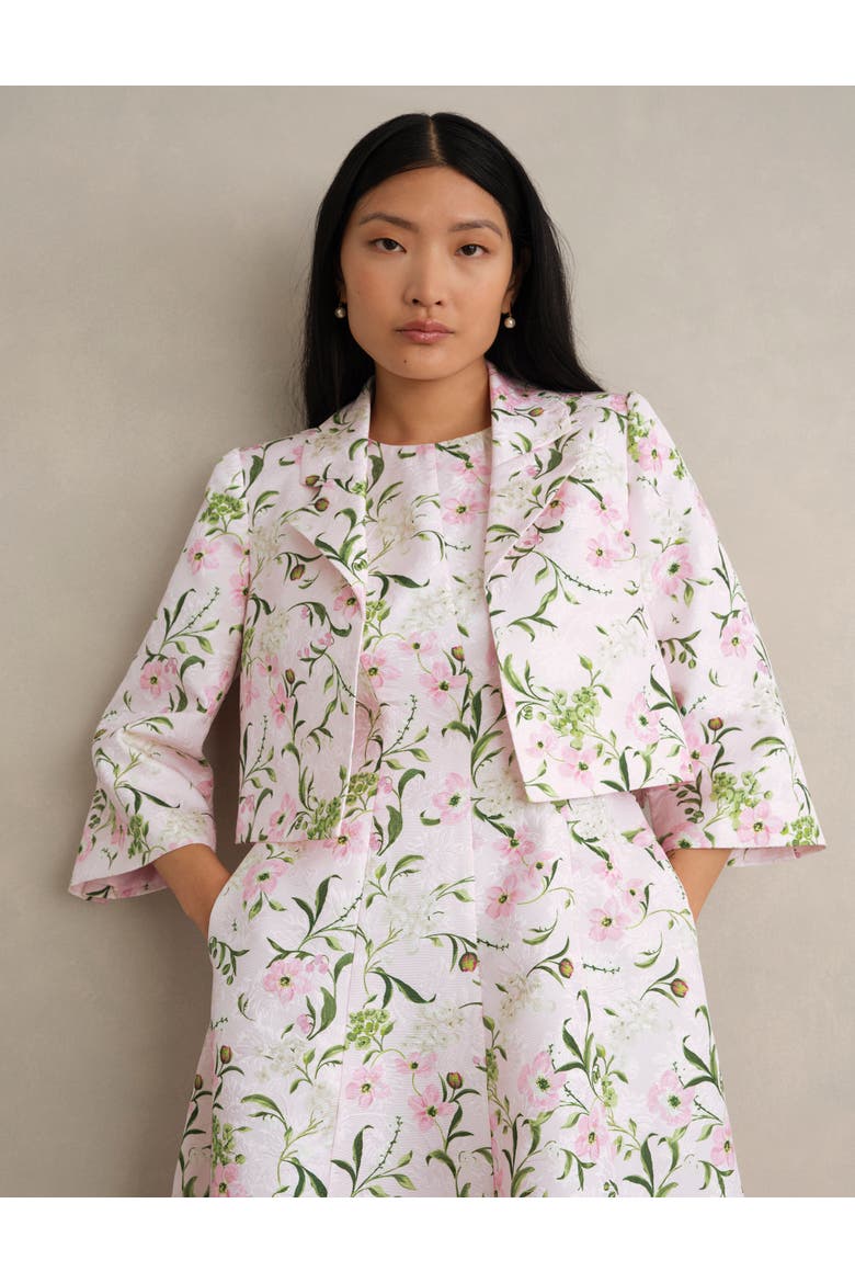 Lana Cropped Floral Jacket, Main, color, Pale Pink Multi