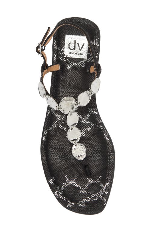 Dolce Vita Dv By  Jaime T-strap Sandal In Black Silver Exotic