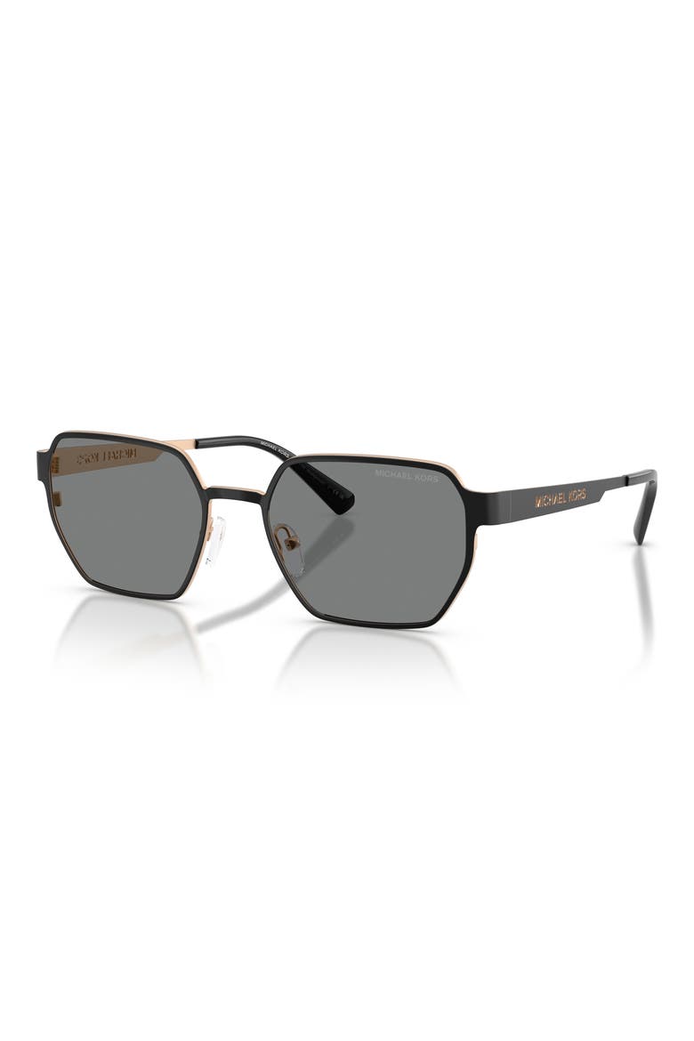 Madagascar 55mm Irregular Sunglasses, Alternate, color, BLACK MATTE / DARK GREY MONO