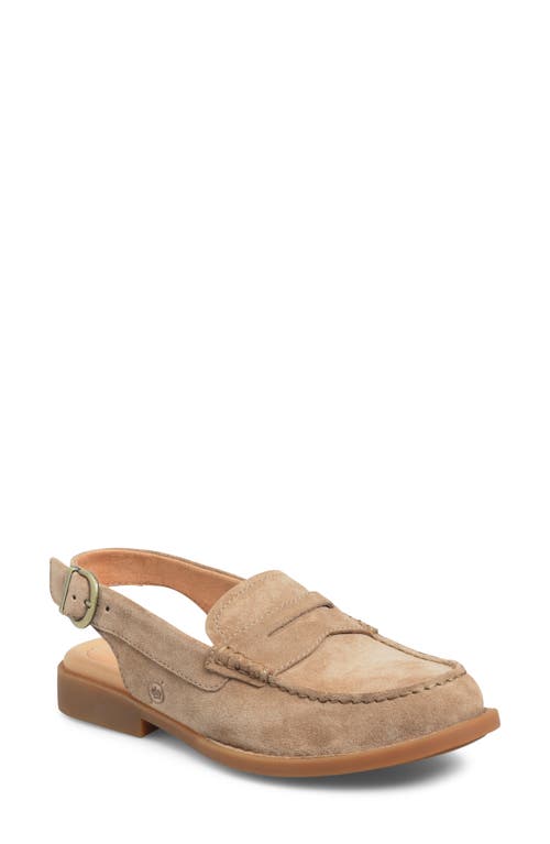 Børn Marly Slingback Penny Loafer in Taupe Suede 