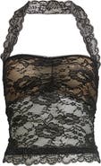 Princess Polly FANTASIZE LACE HALTER TOP BLK